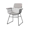 HK Living Sitzkissen Gefüllt Für Wire Chair Mit Armlehnen – 39×46 Cm – Rücken 22×41 Cm – Arm 39×9,5 Cm – Pebble 5