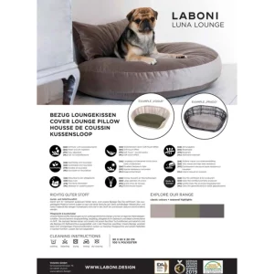 LABONI LUNA OXFORD LOUNGE-KISSEN FÜR HUNDE – 90x65x20 Cm – Grey 19