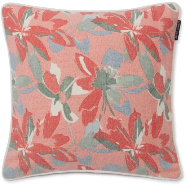 Lexington Flower Kissenhülle – 50×50 Cm – Coral/blue 1