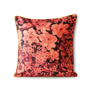 HK Living Printed Floral Kissen Mit Füllung – 50×50 Cm – Coral-black 10